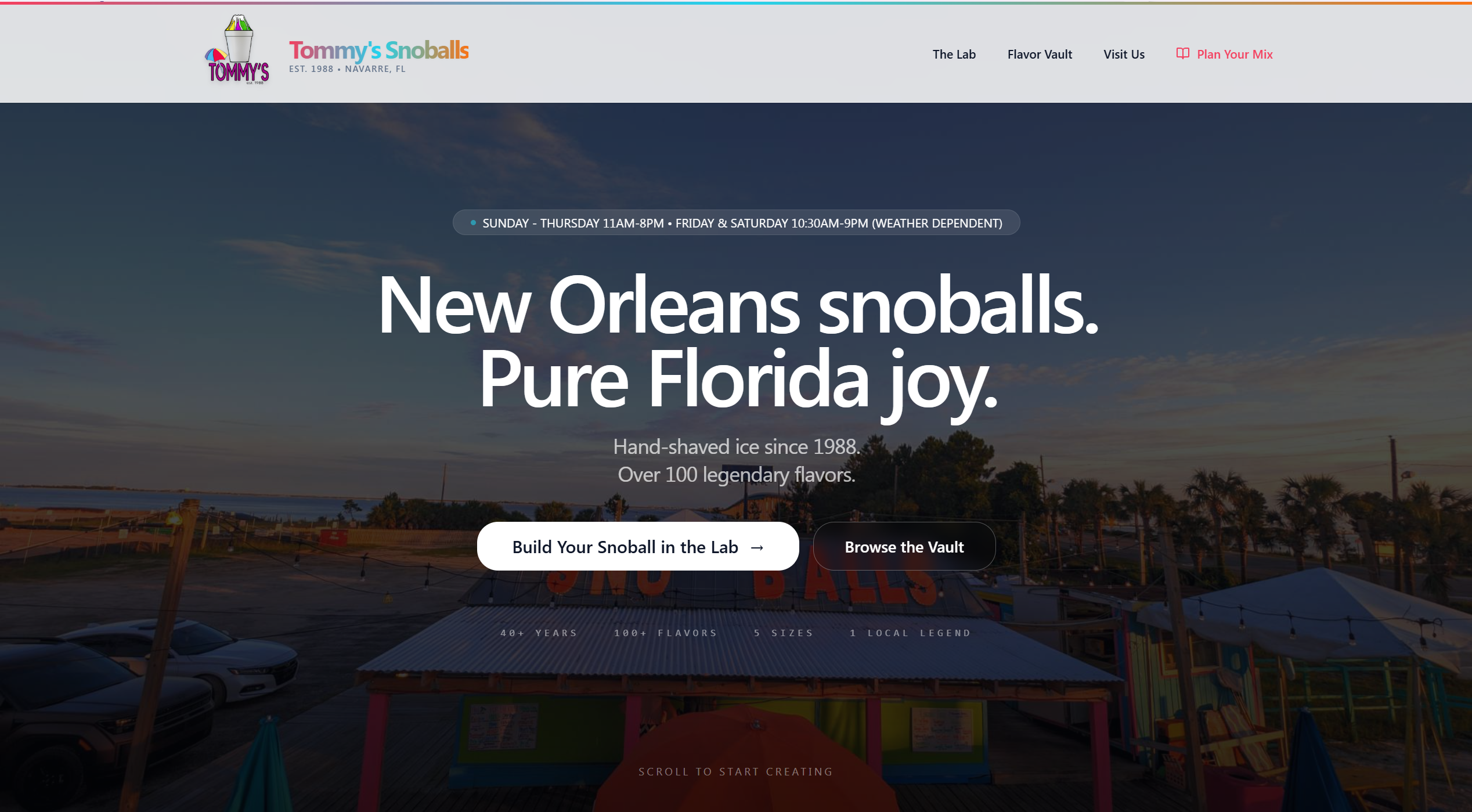 Tommy's Snoballs website redesign
